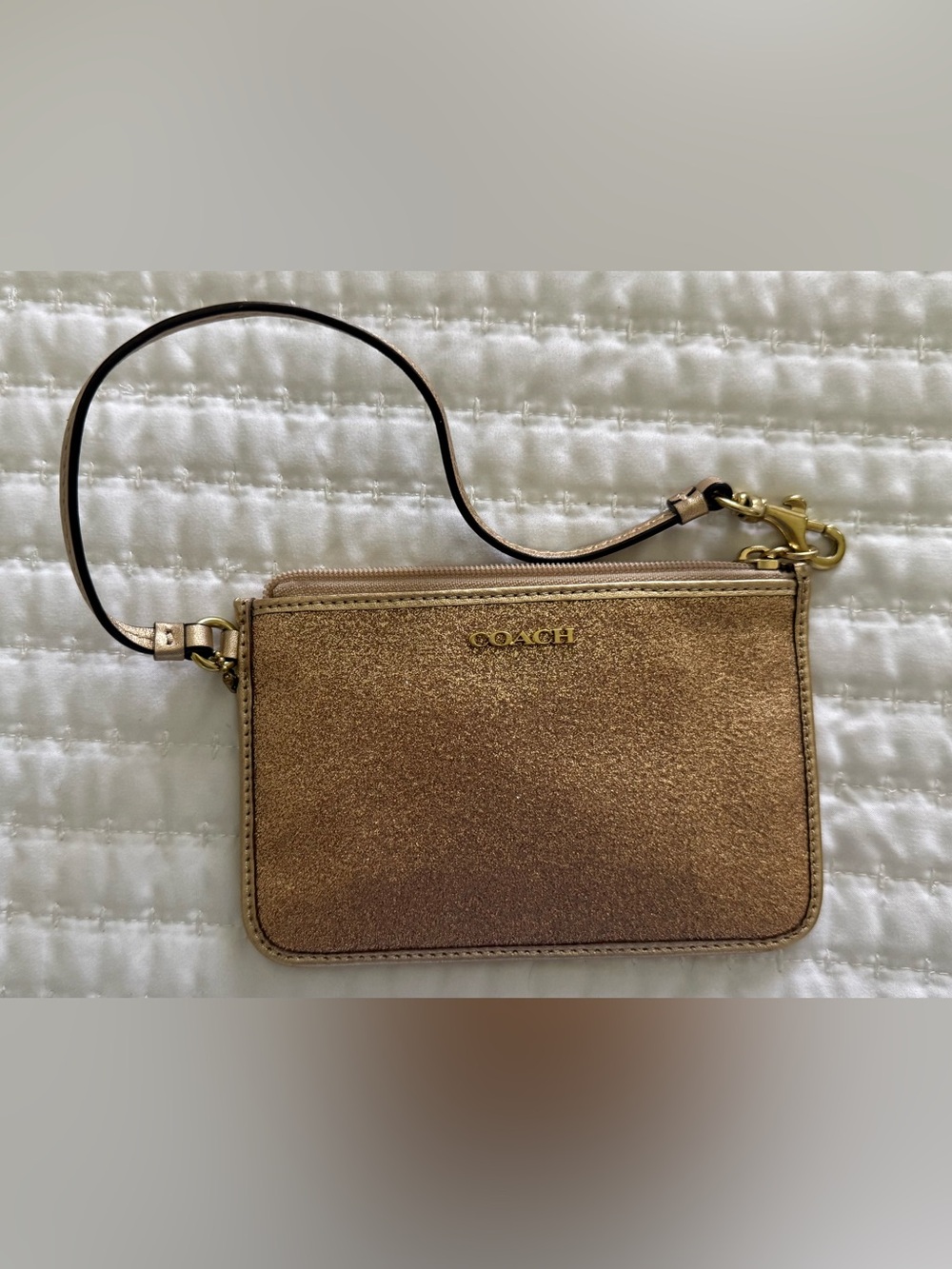 Coach Gold Metallic Wristlet Clutch